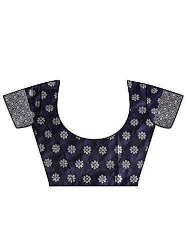 Shiv Textiles Women's Banarasi Silk Saree (ZM01 Navy Blue_Dark) 