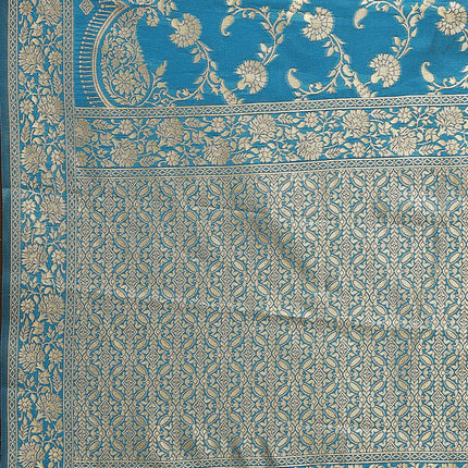 Sidhidata Women's Kanjivaram Banarasi Jacquard Silk Saree With Blouse Piece (Silk Hanuman Sky Blue_Sky Blue_Free Size) 