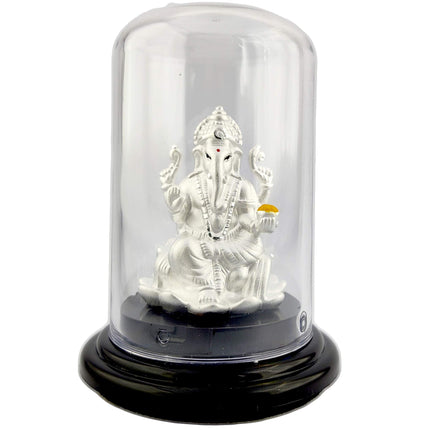 Silverspot 999 Pure Silver Ganesha/Vinayaka Beautiful Idol with Acrylic Base for Pooja/Gift Item for ospicious Occassions 