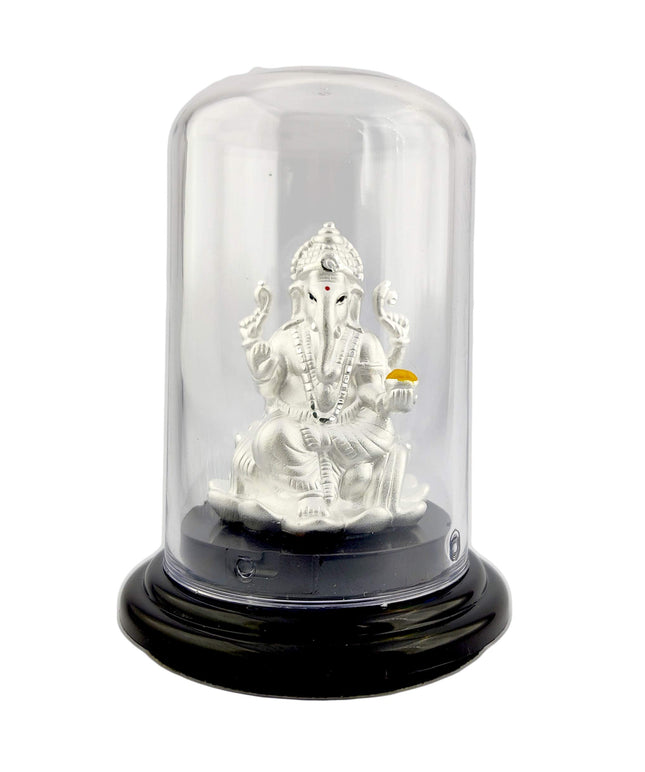Silverspot 999 Pure Silver Ganesha/Vinayaka Beautiful Idol with Acrylic Base for Pooja/Gift Item for ospicious Occassions 
