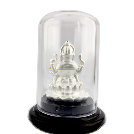 Silverspot 999 Pure Silver Ganesha/Vinayaka Beautiful Idol with Acrylic Base for Pooja/Gift Item for ospicious Occassions 