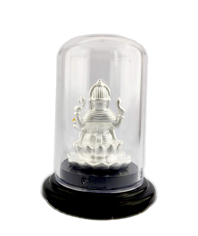 Silverspot 999 Pure Silver Ganesha/Vinayaka Beautiful Idol with Acrylic Base for Pooja/Gift Item for ospicious Occassions 