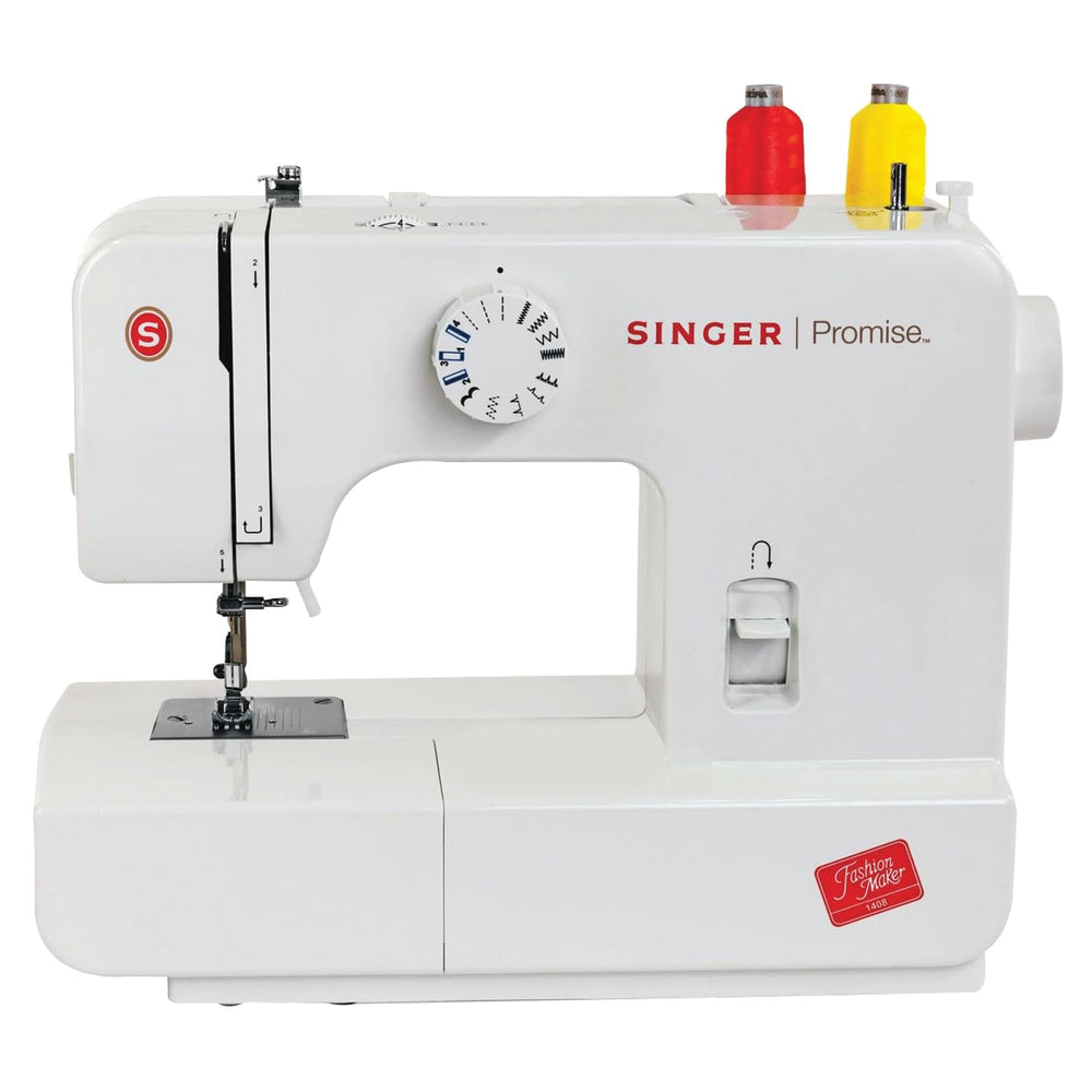 Singer Promise 1408 Zig-Zag Sewing Machine, 8 Built-in Stitches, 24 Stitches Functions with 70W Powerful motor & Feed dog with106 Teeth in 6 Rows (White)-Get Free Online Interactive Master Class