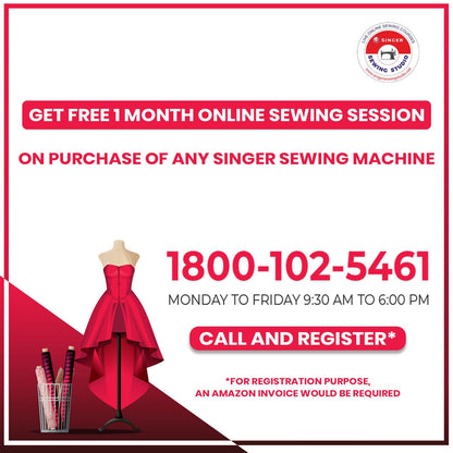 Singer Promise 1408 Zig-Zag Sewing Machine, 8 Built-in Stitches, 24 Stitches Functions with 70W Powerful motor & Feed dog with106 Teeth in 6 Rows (White)-Get Free Online Interactive Master Class 