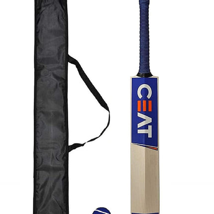 Ske Solid Popular Willow Cricket Bat for All Tennis Balls (Natural, Full Size), Wood, Multicolour (Cricket Bat with Tennis Ball and Cover) 