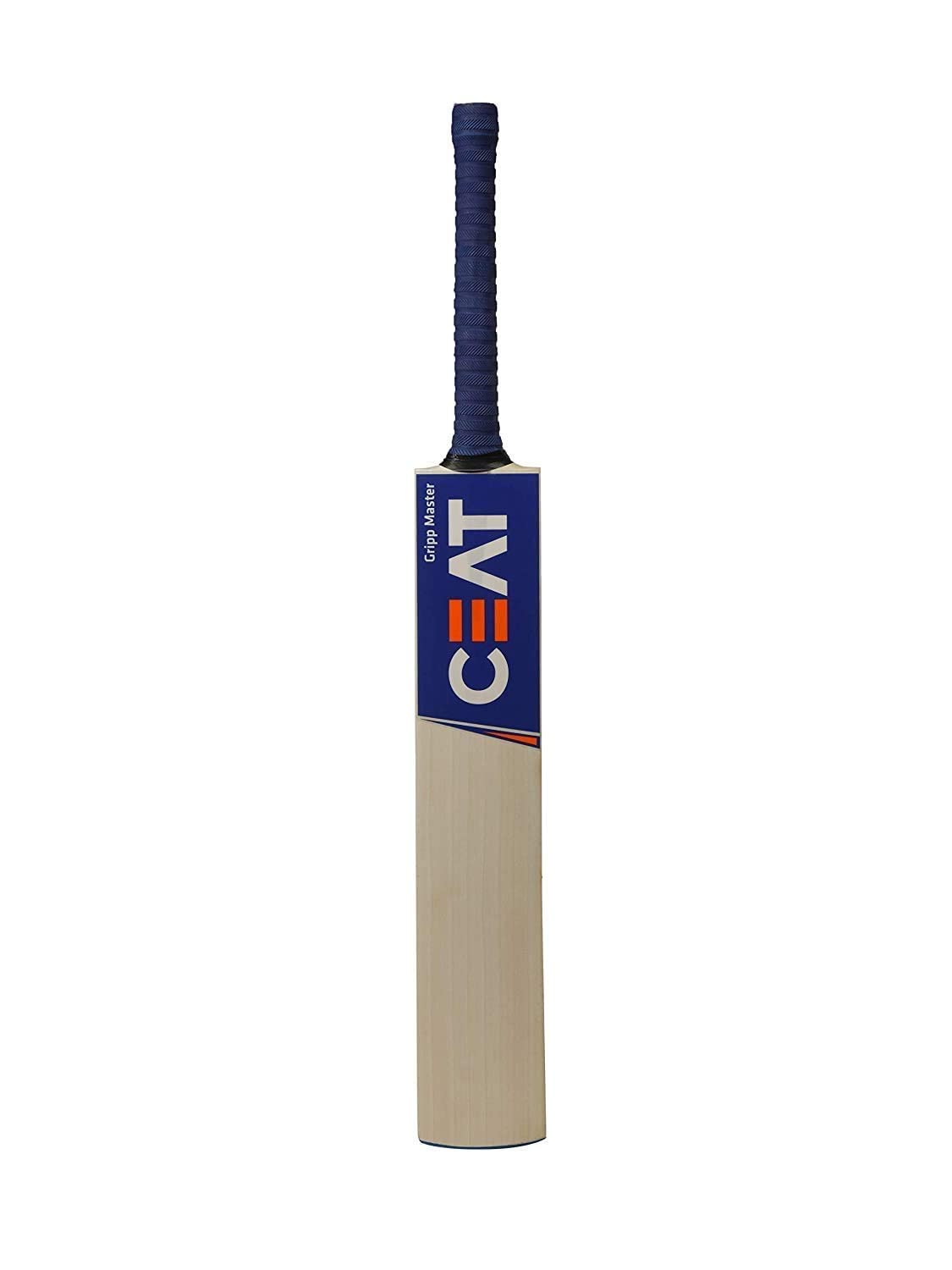 Ske Solid Popular Willow Cricket Bat for All Tennis Balls (Natural, Full Size), Wood, Multicolour (Cricket Bat with Tennis Ball and Cover) 