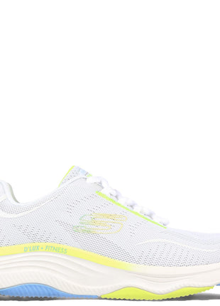 Skechers Womens D Lux Fitness White Multi Casual Lace Up Shoe 