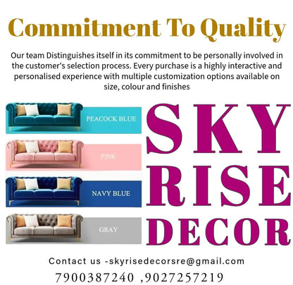 Sky Rise Decor Modern Classic 5 Seater Fabric & Valvet Tufted 3+1+1 Footrest Chesterfield Sofa Living Room and Office (Teal Green) 