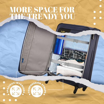 Skybags Rubik Polyester 68 Cms Blue Softsided Check-in Luggage (STRUW68EBLU) 