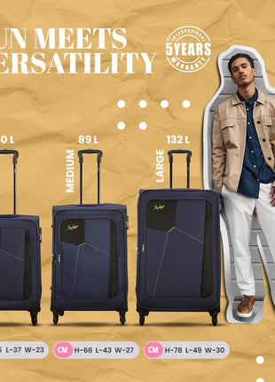 Skybags Rubik Polyester 68 Cms Blue Softsided Check-in Luggage (STRUW68EBLU) 