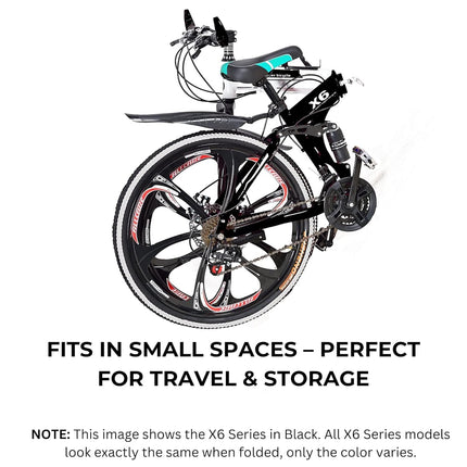 Skyride Unisex Foldable Mountain Bike with 21-Speed Gear | Carbon Steel Frame Folding Bicycle with Dual Disc Brakes | 3-Spoke Wheel Cycle | Black & Red 