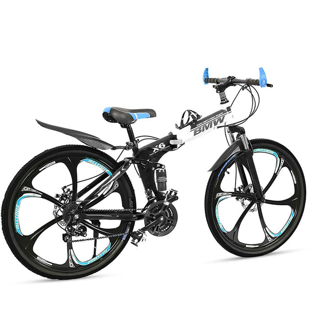 Skyride X6 Foldable Cycle With 21 Speed Gear, Dual Disc Brake, Carbon Frame Suspension Bicycle for Men, 26-Inch Wheel Size (Black) Mountain Bike, Cruiser Bike 