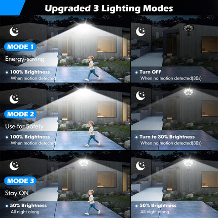 Solar Lights Outdoor Waterproof, 6500K 168 LED Flood Lights Outdoor Motion Sensor, Dusk to Dawn Solar Outdoor Lighting, Solar Powered Street Light with Remote for Outside Parking Lot Pool Yard, 2-Pack 