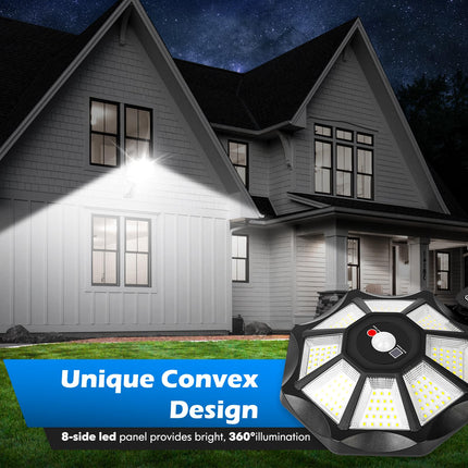 Solar Lights Outdoor Waterproof, 6500K 168 LED Flood Lights Outdoor Motion Sensor, Dusk to Dawn Solar Outdoor Lighting, Solar Powered Street Light with Remote for Outside Parking Lot Pool Yard, 2-Pack 