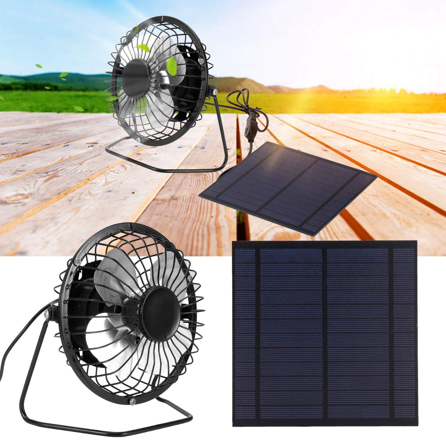Solar Panel Set, Solar Panel Powered Fan, Solar Fan, Solar Powered Fan, Solar Charger Panel, Eco-Friendly for Greenhouse Dog Chicken House Durable 