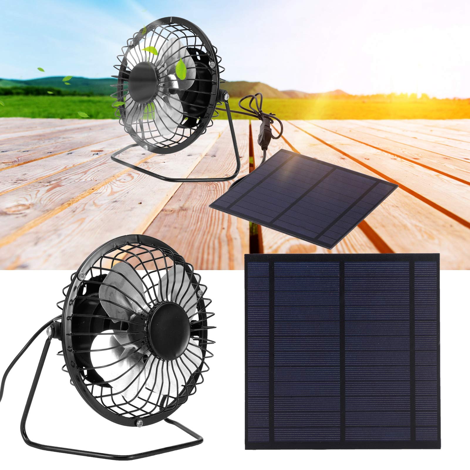 Solar Panel Set, Solar Panel Powered Fan, Solar Fan, Solar Powered Fan, Solar Charger Panel, Eco-Friendly for Greenhouse Dog Chicken House Durable 