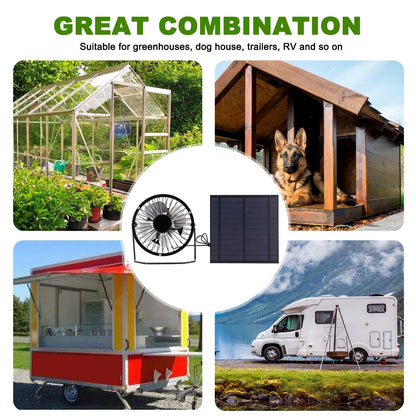 Solar Panel Set, Solar Panel Powered Fan, Solar Fan, Solar Powered Fan, Solar Charger Panel, Eco-Friendly for Greenhouse Dog Chicken House Durable 