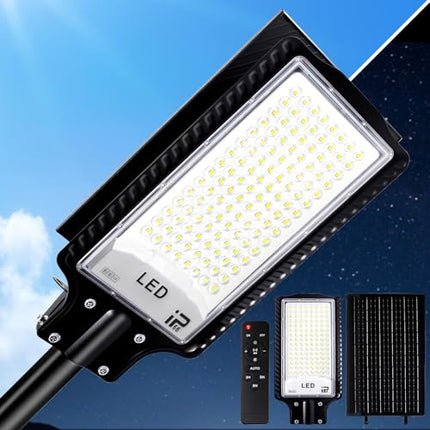 Solar Street Lights Outdoor ,6500K Solar Parking Lot Lights Commercial,Solar Power Street Lights Dusk to Dawn ,20000LM Solar Security Flood Light Waterproof with Remote Control for Yard, Garden 