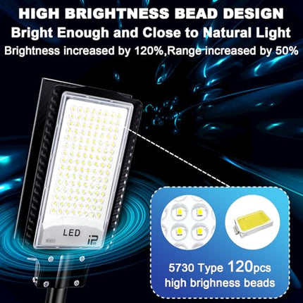 Solar Street Lights Outdoor ,6500K Solar Parking Lot Lights Commercial,Solar Power Street Lights Dusk to Dawn ,20000LM Solar Security Flood Light Waterproof with Remote Control for Yard, Garden 