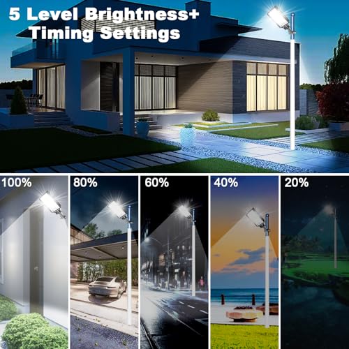 Solar Street Lights Outdoor ,6500K Solar Parking Lot Lights Commercial,Solar Power Street Lights Dusk to Dawn ,20000LM Solar Security Flood Light Waterproof with Remote Control for Yard, Garden 