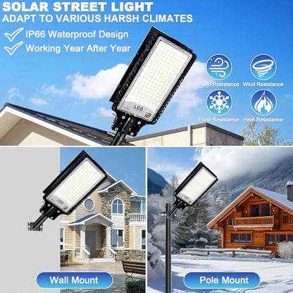 Solar Street Lights Outdoor ,6500K Solar Parking Lot Lights Commercial,Solar Power Street Lights Dusk to Dawn ,20000LM Solar Security Flood Light Waterproof with Remote Control for Yard, Garden 