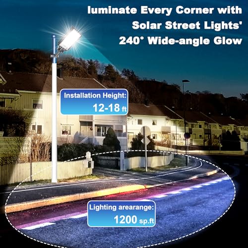 Solar Street Lights Outdoor ,6500K Solar Parking Lot Lights Commercial,Solar Power Street Lights Dusk to Dawn ,20000LM Solar Security Flood Light Waterproof with Remote Control for Yard, Garden 