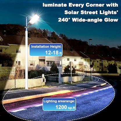 Solar Street Lights Outdoor ,6500K Solar Parking Lot Lights Commercial,Solar Power Street Lights Dusk to Dawn ,20000LM Solar Security Flood Light Waterproof with Remote Control for Yard, Garden 