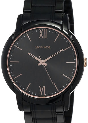 Sonata Beyond Gold Analog Black Dial Men's Watch-NN77031KM03/NP77031KM03 