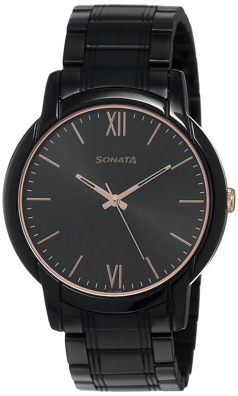 Sonata Beyond Gold Analog Black Dial Men's Watch-NN77031KM03/NP77031KM03 