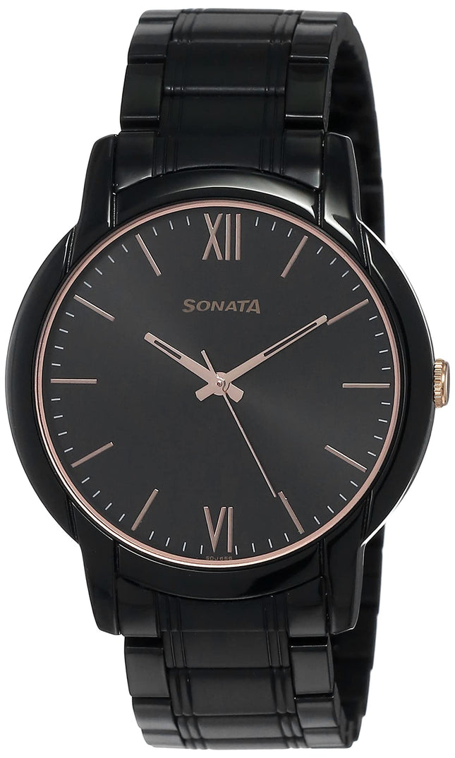 Sonata Beyond Gold Analog Black Dial Men's Watch-NN77031KM03/NP77031KM03 