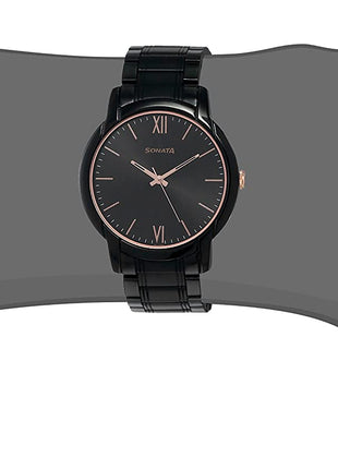 Sonata Beyond Gold Analog Black Dial Men's Watch-NN77031KM03/NP77031KM03 