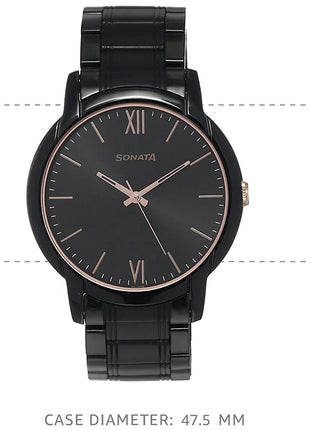 Sonata Beyond Gold Analog Black Dial Men's Watch-NN77031KM03/NP77031KM03 
