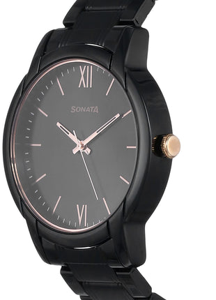 Sonata Beyond Gold Analog Black Dial Men's Watch-NN77031KM03/NP77031KM03 