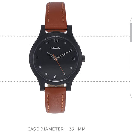 Sonata Essentials Black Dial Women Watch With Leather Strap-NS87030PL04W/NT87030PL04W 