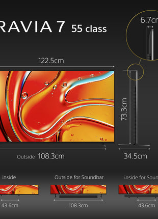 Sony 139 cm (55 inches) BRAVIA 7 4K Ultra HD AI Smart Mini LED Google TV K-55XR70 (Black) 
