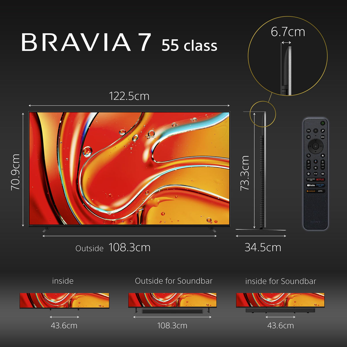 Sony 139 cm (55 inches) BRAVIA 7 4K Ultra HD AI Smart Mini LED Google TV K-55XR70 (Black) 