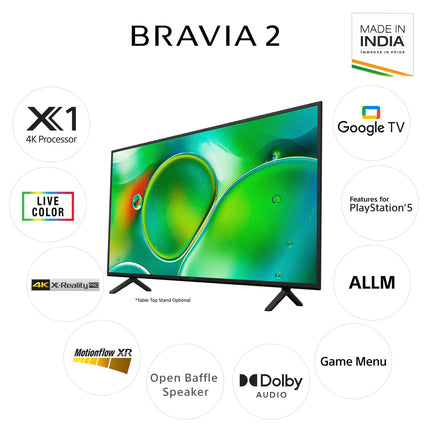 Sony 164 cm (65 inches) BRAVIA 2 4K Ultra HD Smart LED Google TV K-65S25 (Black) 