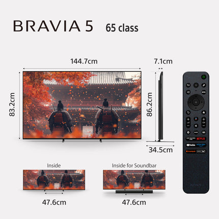 Sony 164 cm (65 inches) BRAVIA 5 4K Ultra HD Smart Mini LED Google TV K-65XR50 
