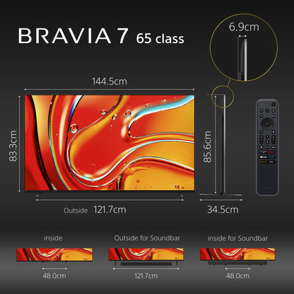 Sony 164 cm (65 inches) BRAVIA 7 4K Ultra HD AI Smart Mini LED Google TV K-65XR70 (Black) 