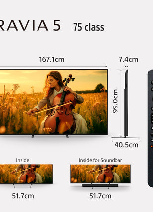 Sony 189 cm (75 inches) BRAVIA 5 Series 4K Ultra HD Smart Mini LED Google TV K-75XR55A 