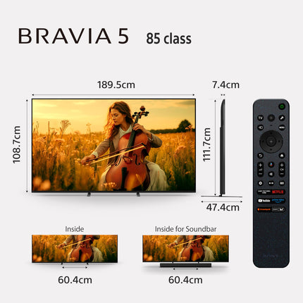 Sony 215 cm (85 inches) BRAVIA 5 Series 4K Ultra HD Smart Mini LED Google TV K-85XR55A 