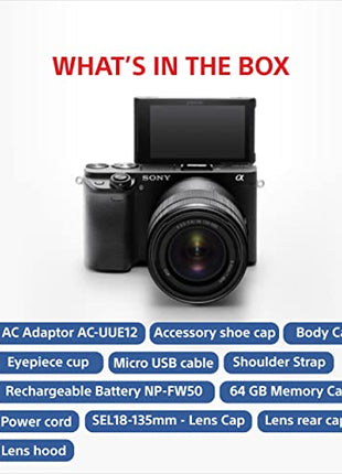 Sony Alpha ILCE-6400M 24.2MP Mirrorless Digital SLR Camera (Black) with 18-135mm Zoom Lens | APS-C Sensor |Real-Time Eye Auto Focus | 4K Vlogging Camera | Tiltable LCD - Black 