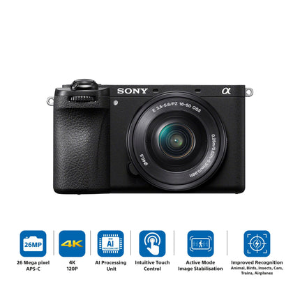 Sony Alpha ILCE-6700L APS-C Interchangeable-Lens Mirrorless Camera (Body + 16-50 mm Power Zoom Lens) | Made for Creators | 26.0 MP | Artificial Intelligence Based Autofocus | 4K 60p Recording - Black 