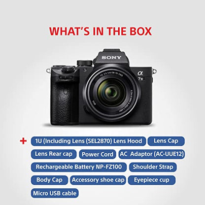 Sony Alpha ILCE-7M3K Full-Frame 24.2MP Mirrorless Digital SLR Camera with 28-70mm Zoom Lens | 4K Full Frame | Real-Time Eye Auto Focus | Tiltable LCD, Low Light Camera - Black 