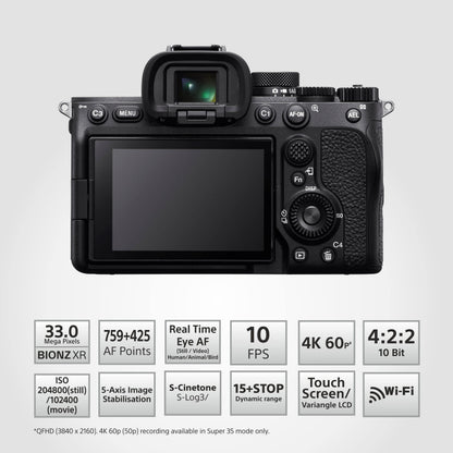 Sony Alpha ILCE-7M4 Full-Frame Hybrid Camera 33MP Interchangeable-Lens Mirrorless Camera Body (4K 60P Video Recording, Real-Time Eye AF for Humans, Birds, Animals) - Digital_Zoom, Black, 