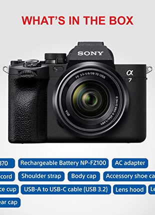 Sony Alpha ILCE-7M4K Full-Frame Hybrid Camera 33MP Interchangeable-Lens Mirrorless Camera with 28-70mm Digital Zoom Lens | 4K 60P Video Recording | Real-Time Eye AF for Humans, Birds, Animals - Black 