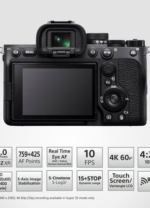 Sony Alpha ILCE-7M4K Full-Frame Hybrid Camera 33MP Interchangeable-Lens Mirrorless Camera with 28-70mm Digital Zoom Lens | 4K 60P Video Recording | Real-Time Eye AF for Humans, Birds, Animals - Black 