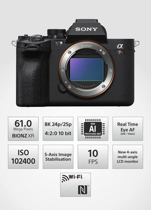 Sony Alpha ILCE-7RM5 Full-Frame High Resolution 61 MP Camera|Artificial Intelligence for Human Pose Estimation|Real-time AF for Human/Animals/Birds/Insects/Train/Cars/Aeroplanes|Movie Recording 8k 24p 