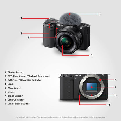 Sony Alpha ZV-E10 24.2 Mega Pixel Interchangeable-Lens Mirrorless vlog Camera, Made for Creators | APS-C Sensor |Advanced Autofocus | Clear Audio & 4K Movie Recording (Body Only) – Black 