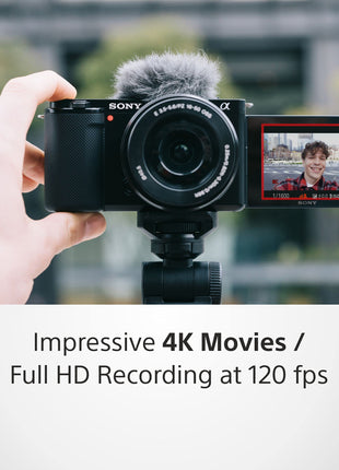 Sony Alpha ZV-E10 24.2 Mega Pixel Interchangeable-Lens Mirrorless vlog Camera, Made for Creators | APS-C Sensor |Advanced Autofocus | Clear Audio & 4K Movie Recording (Body Only) – Black 